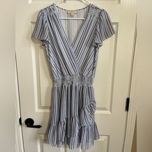 Michael Kors striped faux wrap dress